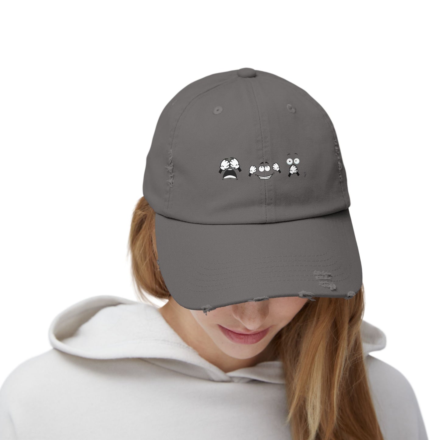 Goofy Faces = See no evil. Hear no evil. Speak no evil. - Distressed Cap - Casual Unisex Hat for Nature Lovers