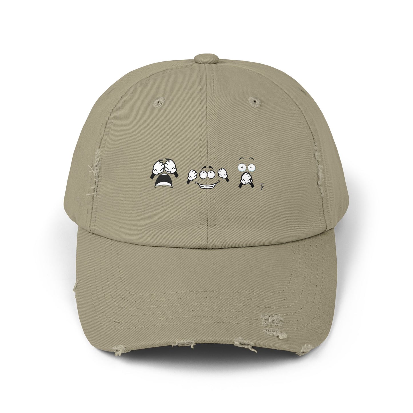 Goofy Faces = See no evil. Hear no evil. Speak no evil. - Distressed Cap - Casual Unisex Hat for Nature Lovers
