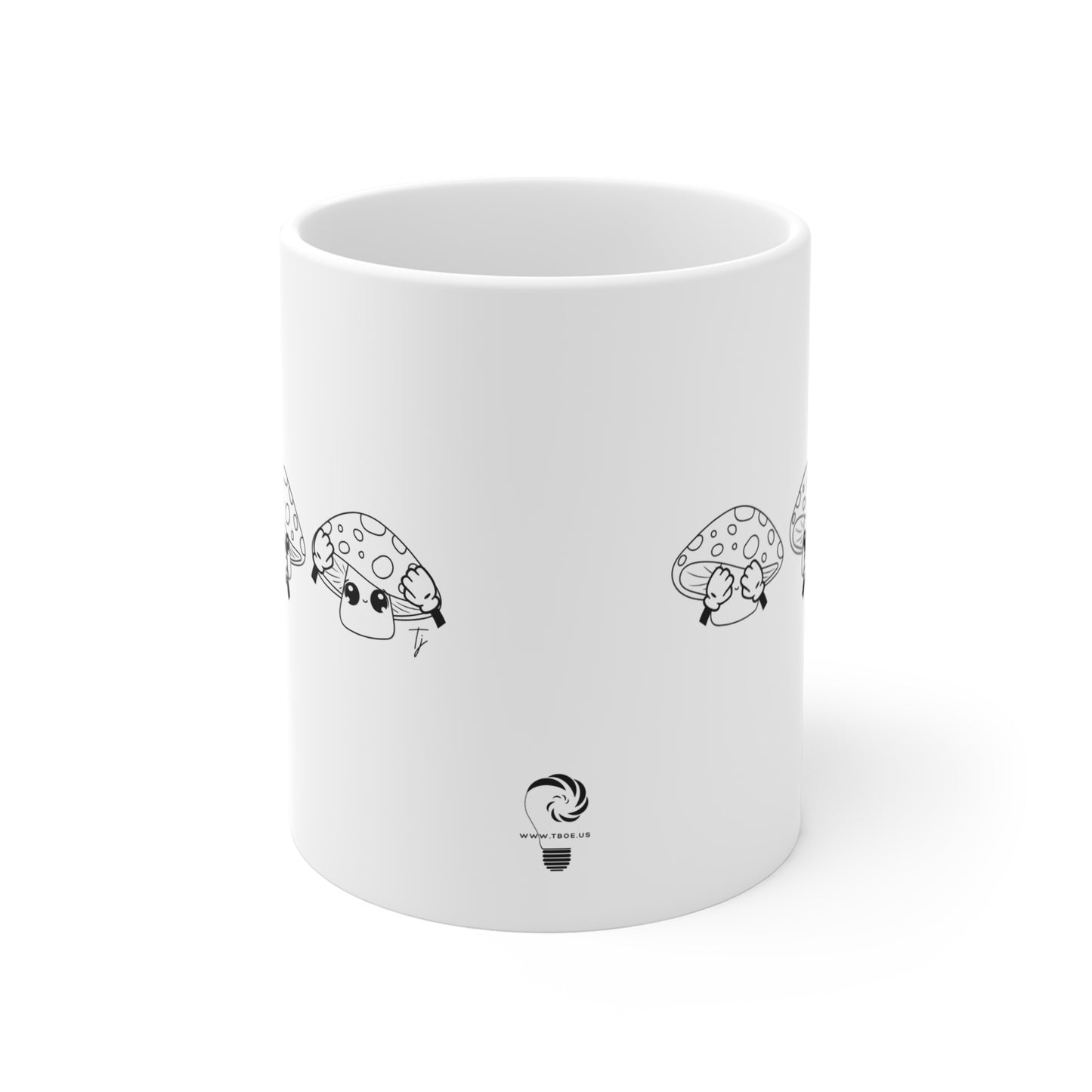 Mushrooms = See no evil. Hear no evil. Speak no evil. - 11oz Ceramic Coffee Cup