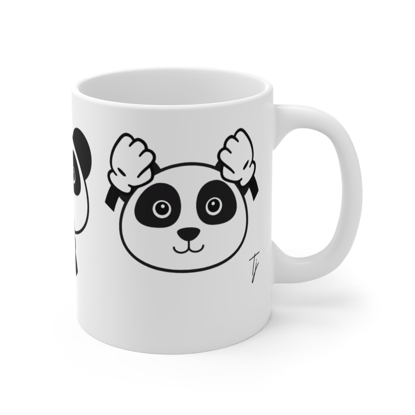 Panda = See no evil. Hear no evil. Speak no evil. - 11oz Ceramic Coffee Cup