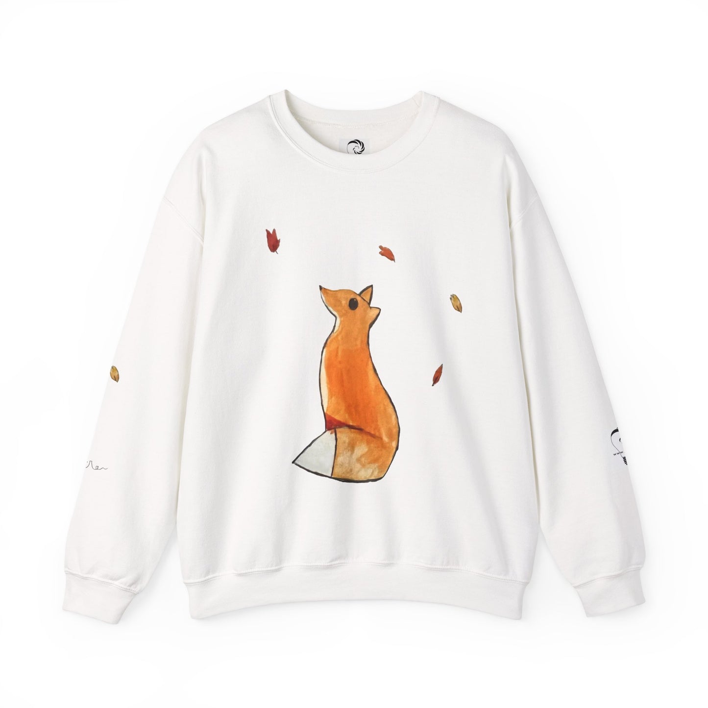 Whimsical Fox & Leaves - Crewneck Sweatshirt - Cozy Unisex Sweater for Fall