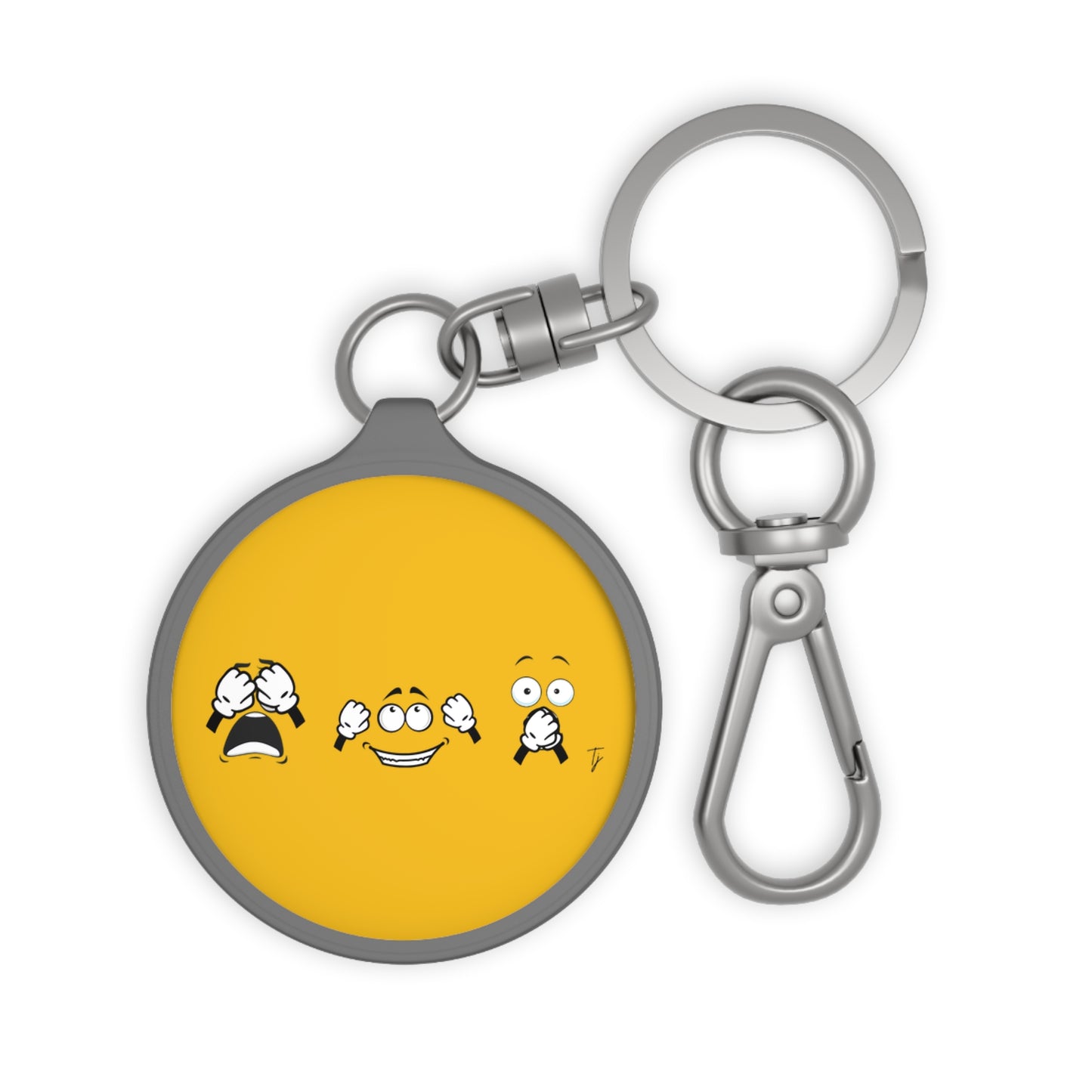 Goofy Faces = See no evil. Hear no evil. Speak no evil. - Keyring Tag - Perfect Seasonal Gift
