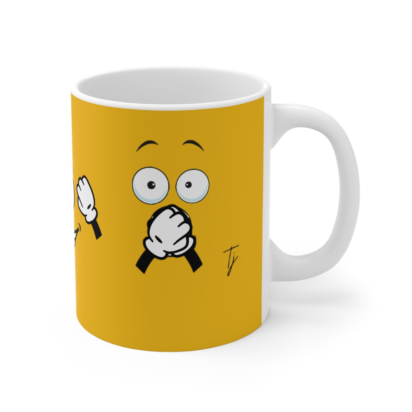 Goofy Faces = See no evil. Hear no evil. Speak no evil. - 11oz Ceramic Coffee Cup