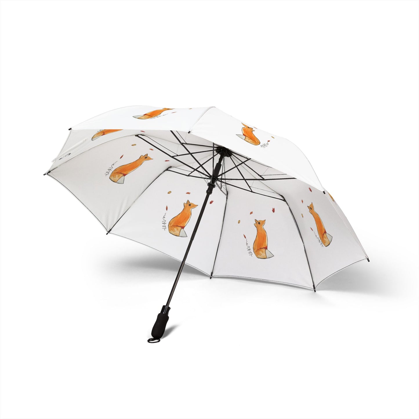Whimsical Fox & Leaves - Original Artwork - Foldable Umbrella