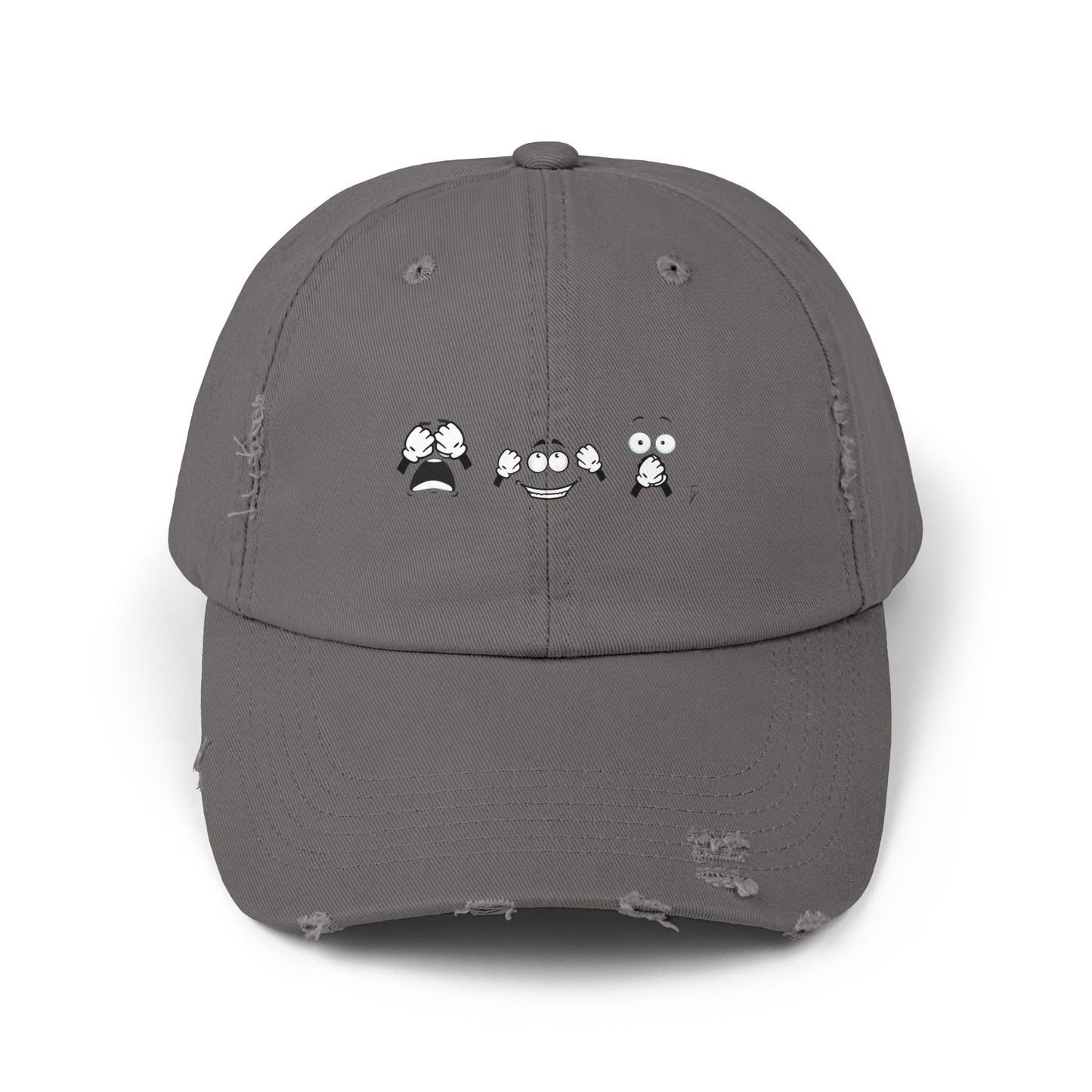 Goofy Faces = See no evil. Hear no evil. Speak no evil. - Distressed Cap - Casual Unisex Hat for Nature Lovers
