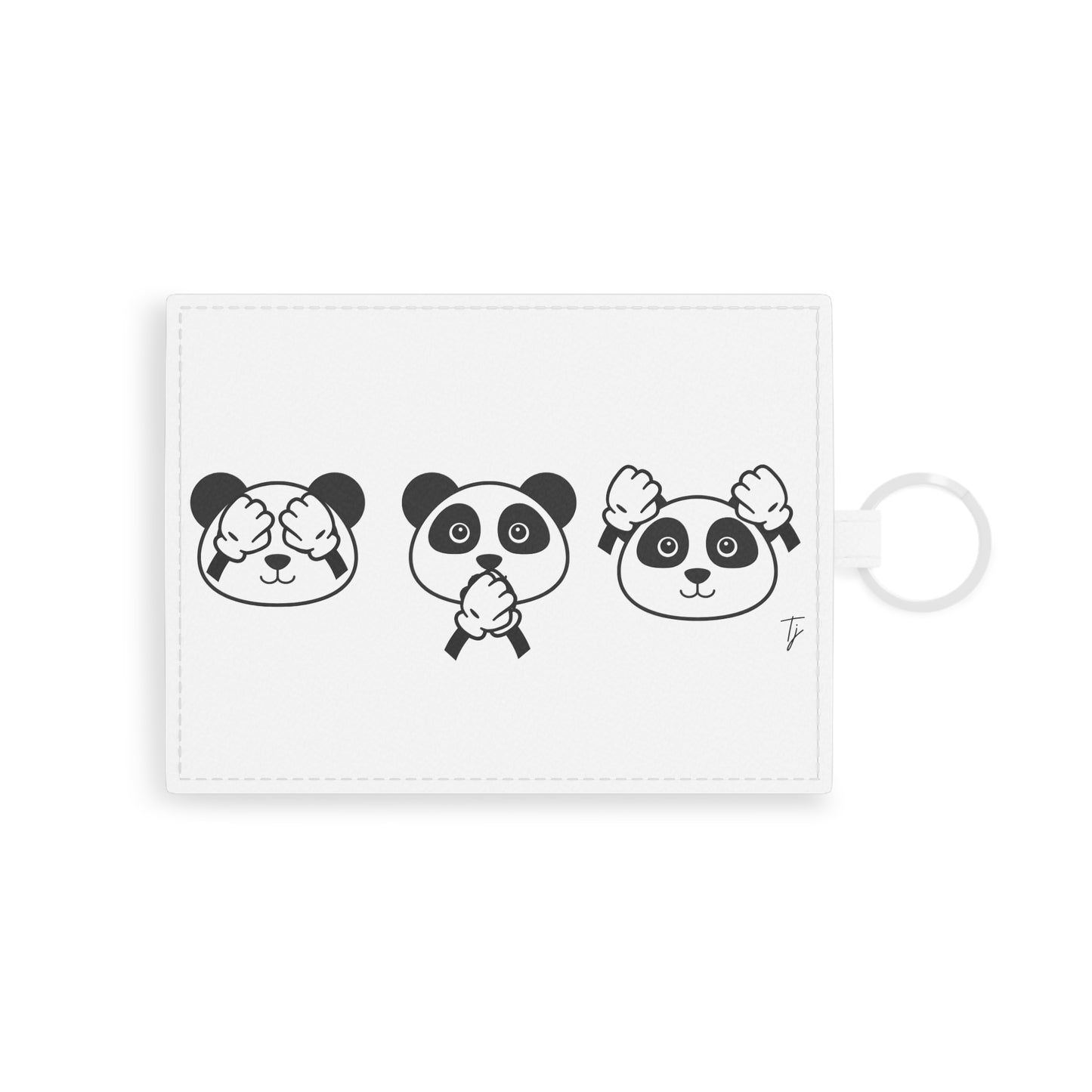 Panda = See no evil. Hear no evil. Speak no evil. - Saffiano Leather Card Holder - Stylish, Functional Accessory