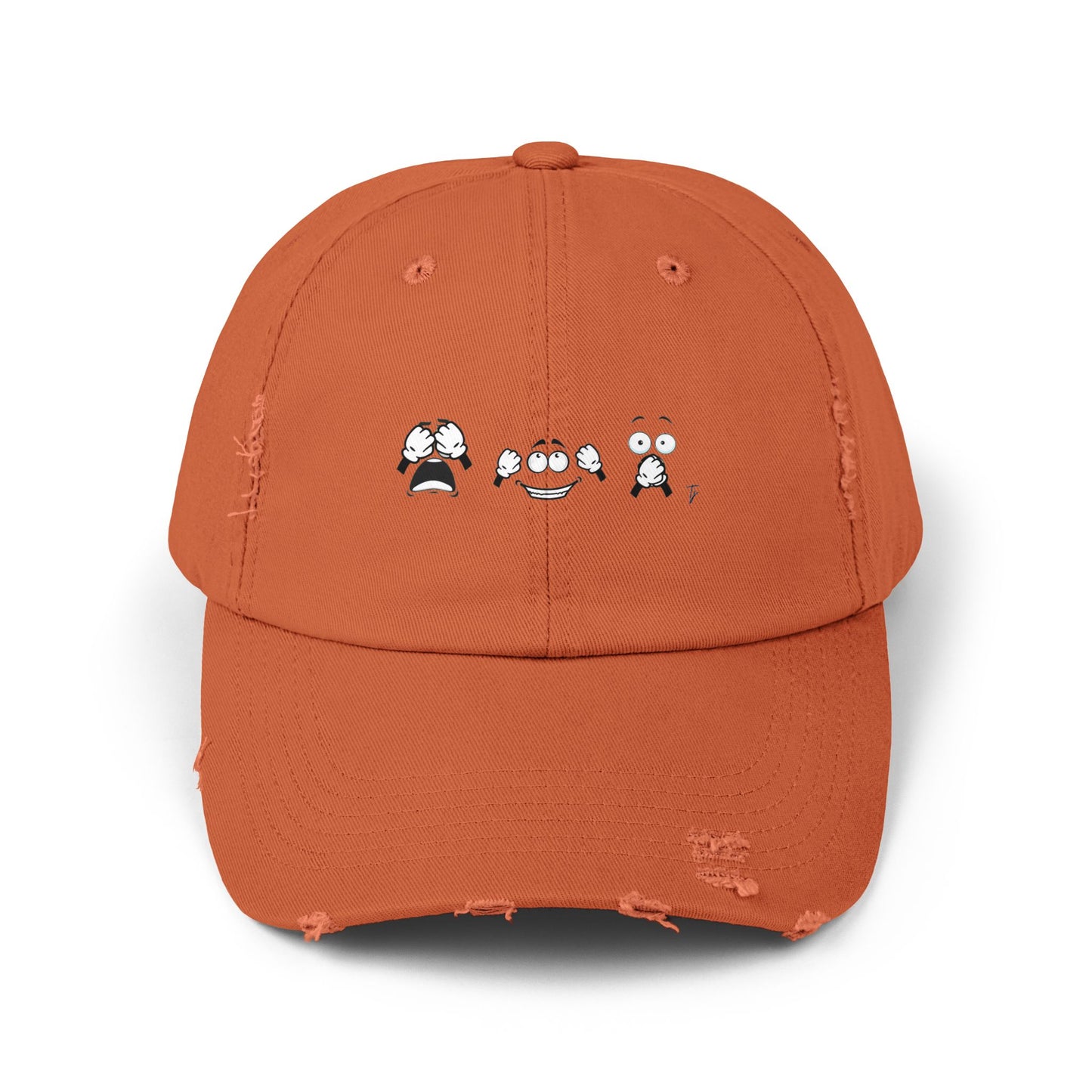 Goofy Faces = See no evil. Hear no evil. Speak no evil. - Distressed Cap - Casual Unisex Hat for Nature Lovers