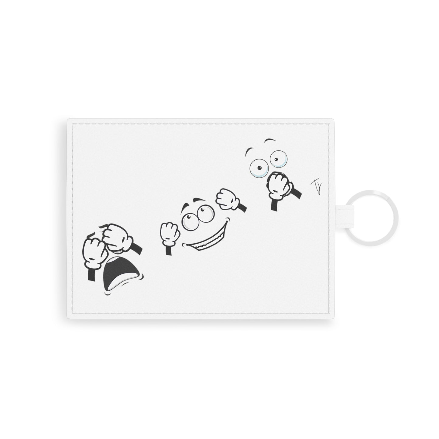 Goofy Faces = See no evil. Hear no evil. Speak no evil. - Saffiano Leather Card Holder - Stylish, Functional Accessory for Animal Lovers