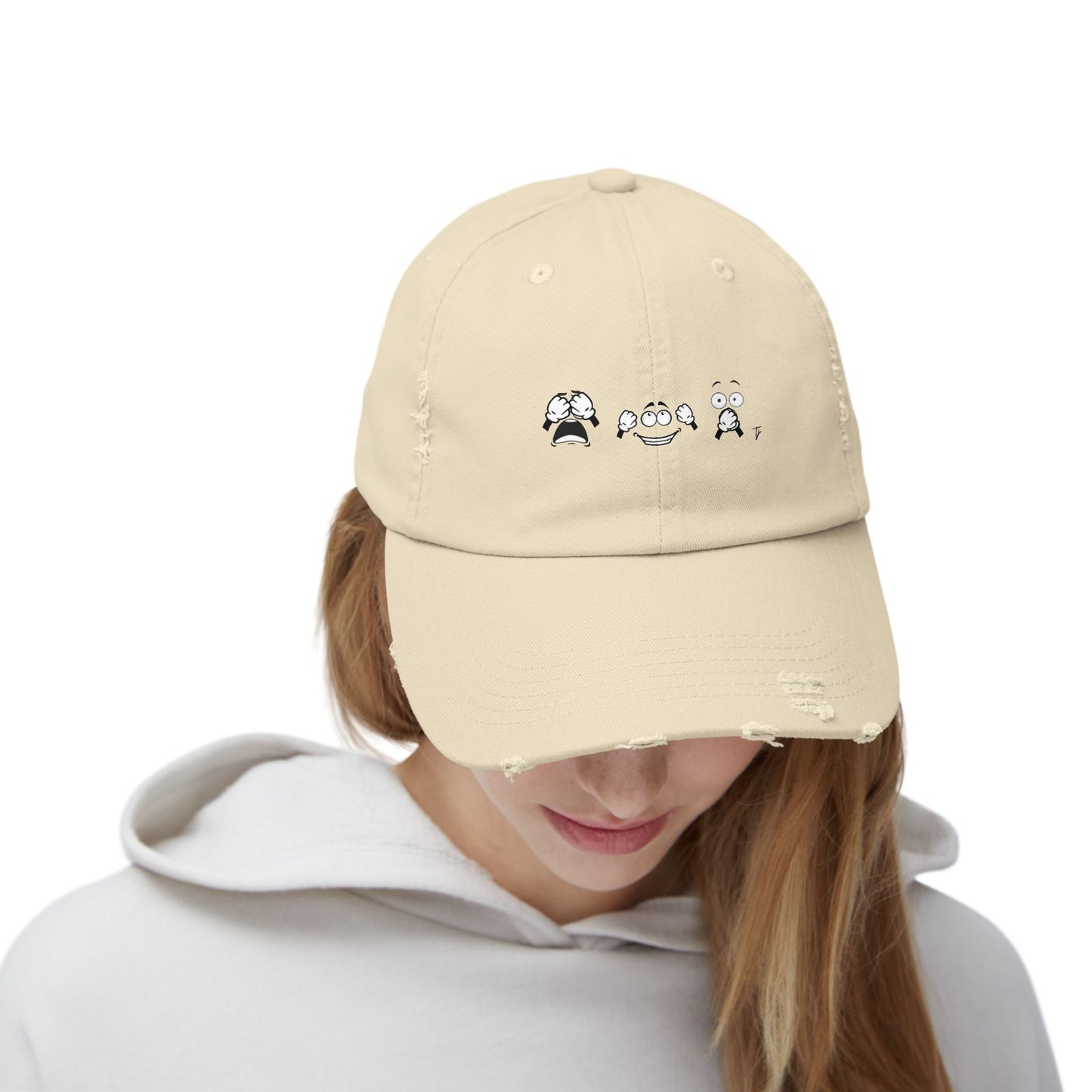 Goofy Faces = See no evil. Hear no evil. Speak no evil. - Distressed Cap - Casual Unisex Hat for Nature Lovers