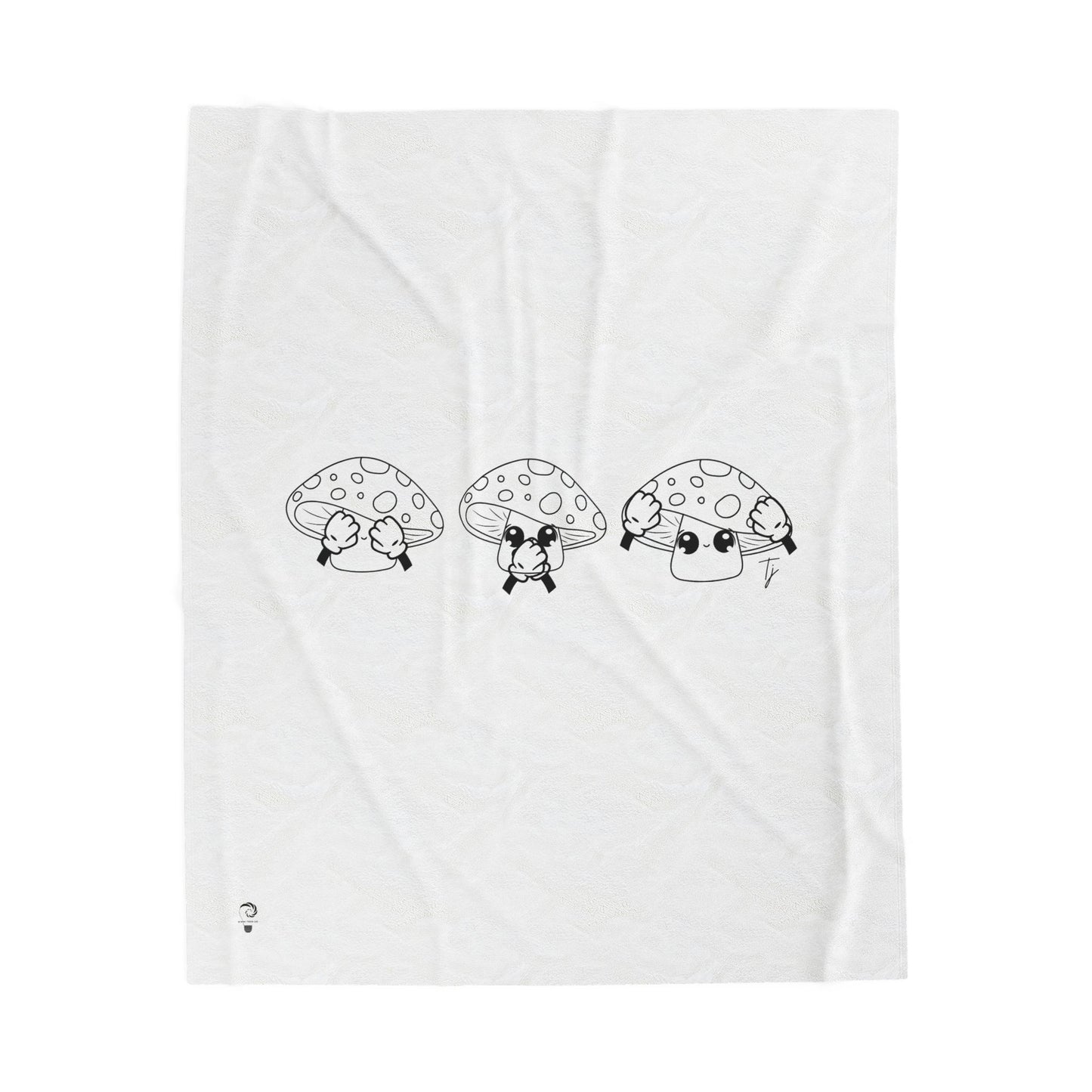 Mushrooms = See no evil. Hear no evil. Speak no evil. - Velveteen Plush Blanket - Decor
