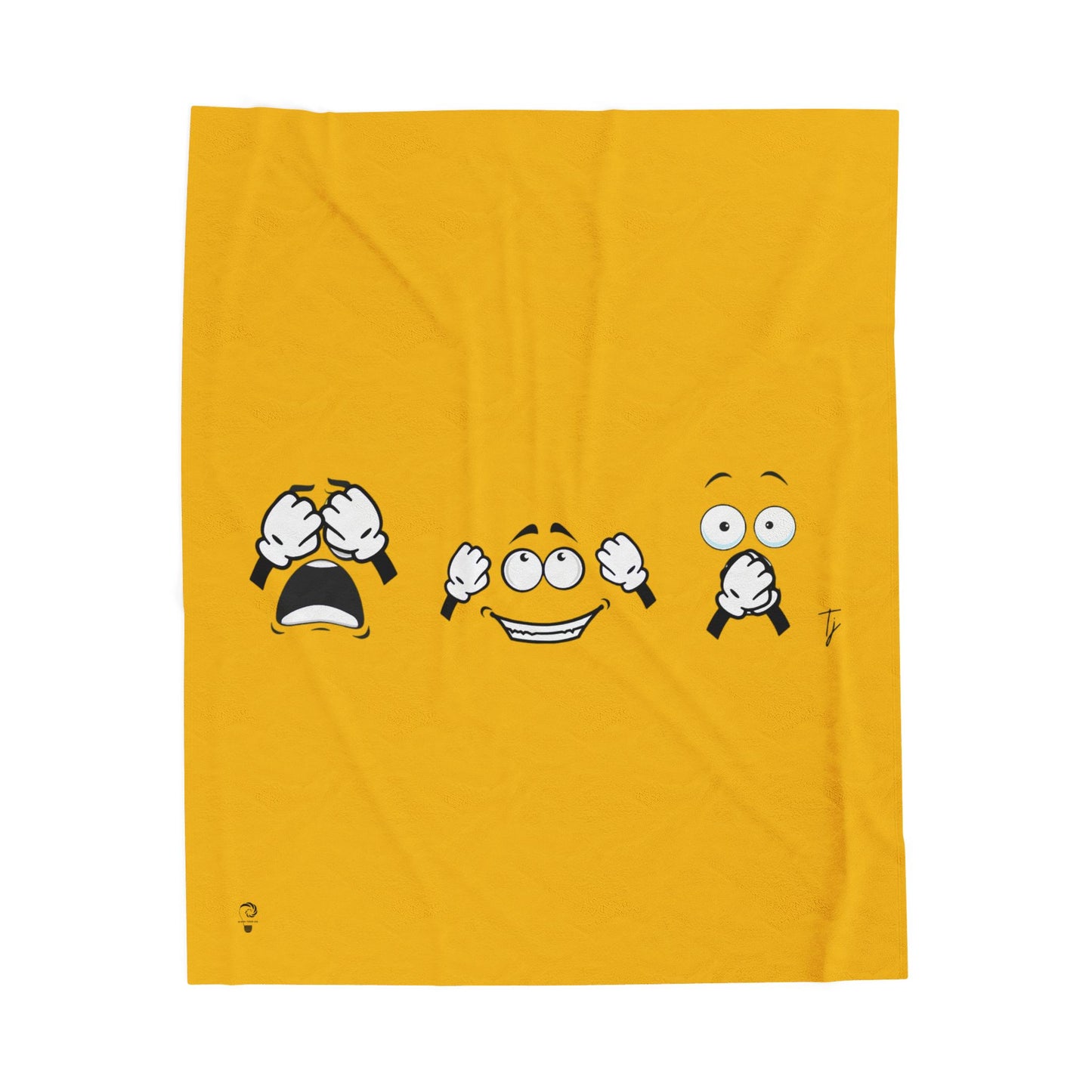 Goofy Faces = See no evil. Hear no evil. Speak no evil. - Velveteen Plush Blanket - Decor