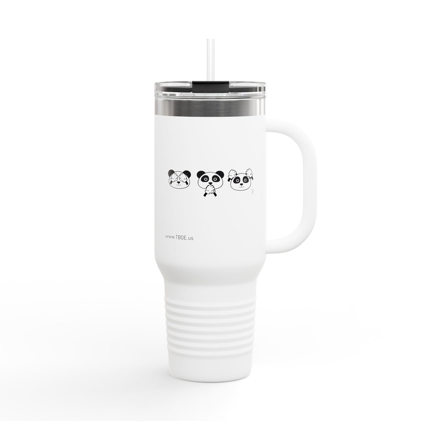 Panda = See no evil. Hear no evil. Speak no evil. - Insulated Travel Mug - 40oz