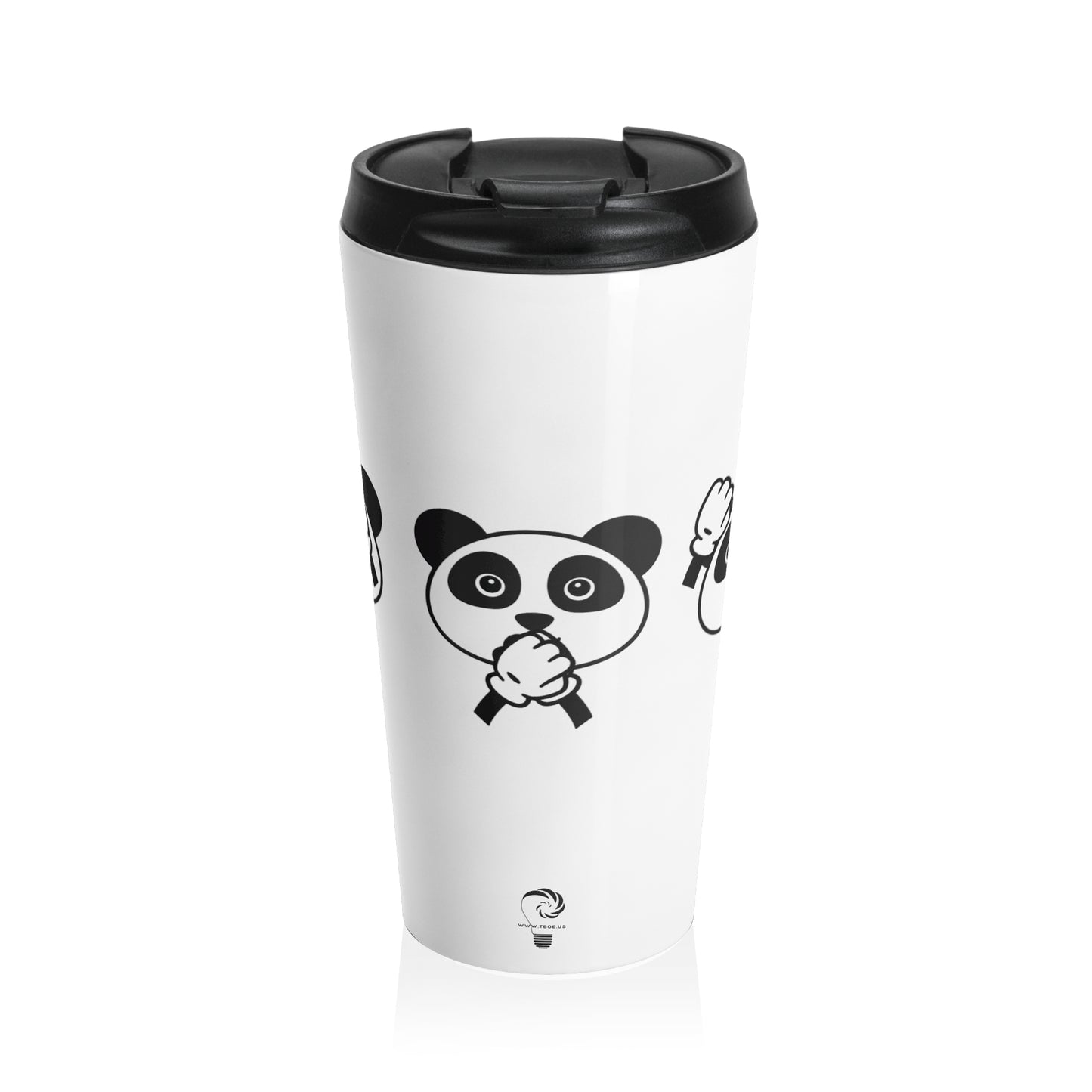 Panda = See no evil. Hear no evil. Speak no evil. - Stainless Steel Travel Mug