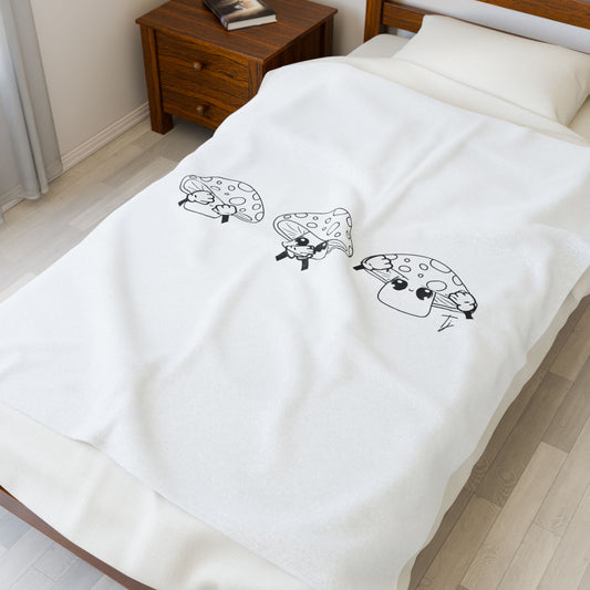 Mushrooms = See no evil. Hear no evil. Speak no evil. - Velveteen Plush Blanket - Decor