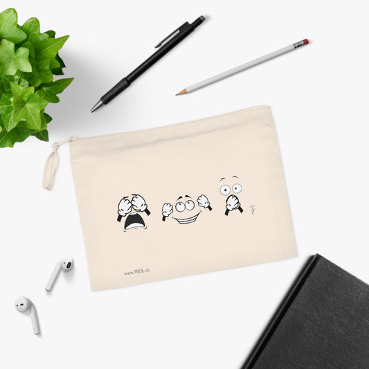 Goofy Faces = See no evil. Hear no evil. Speak no evil. - Pencil Case - Eco-friendly Storage for School & Art Supplies