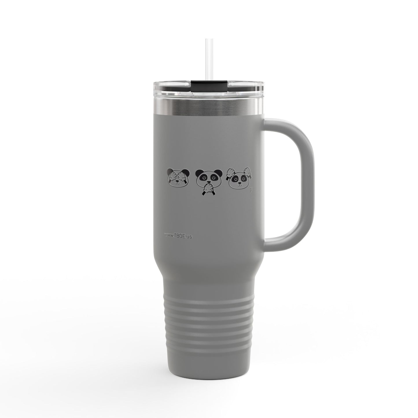 Panda = See no evil. Hear no evil. Speak no evil. - Insulated Travel Mug - 40oz