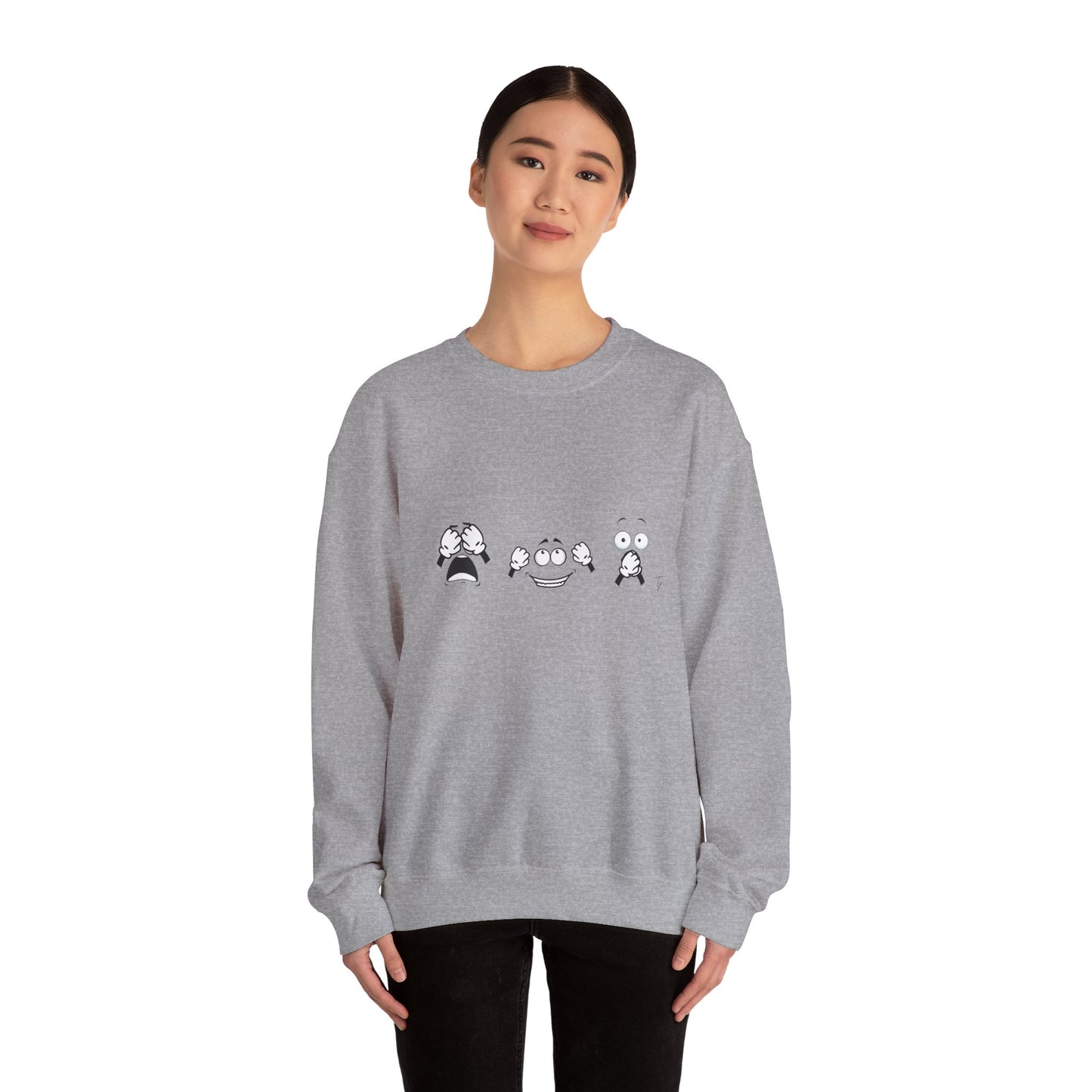 Goofy Faces = See no evil. Hear no evil. Speak no evil.  - Crewneck Sweatshirt - Cozy Unisex Sweater