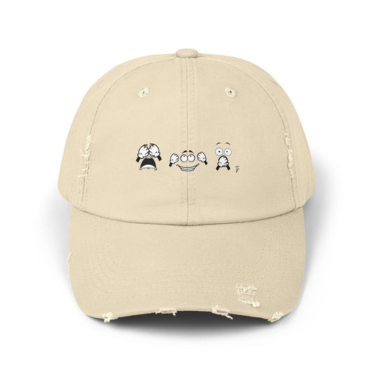 Goofy Faces = See no evil. Hear no evil. Speak no evil. - Distressed Cap - Casual Unisex Hat for Nature Lovers
