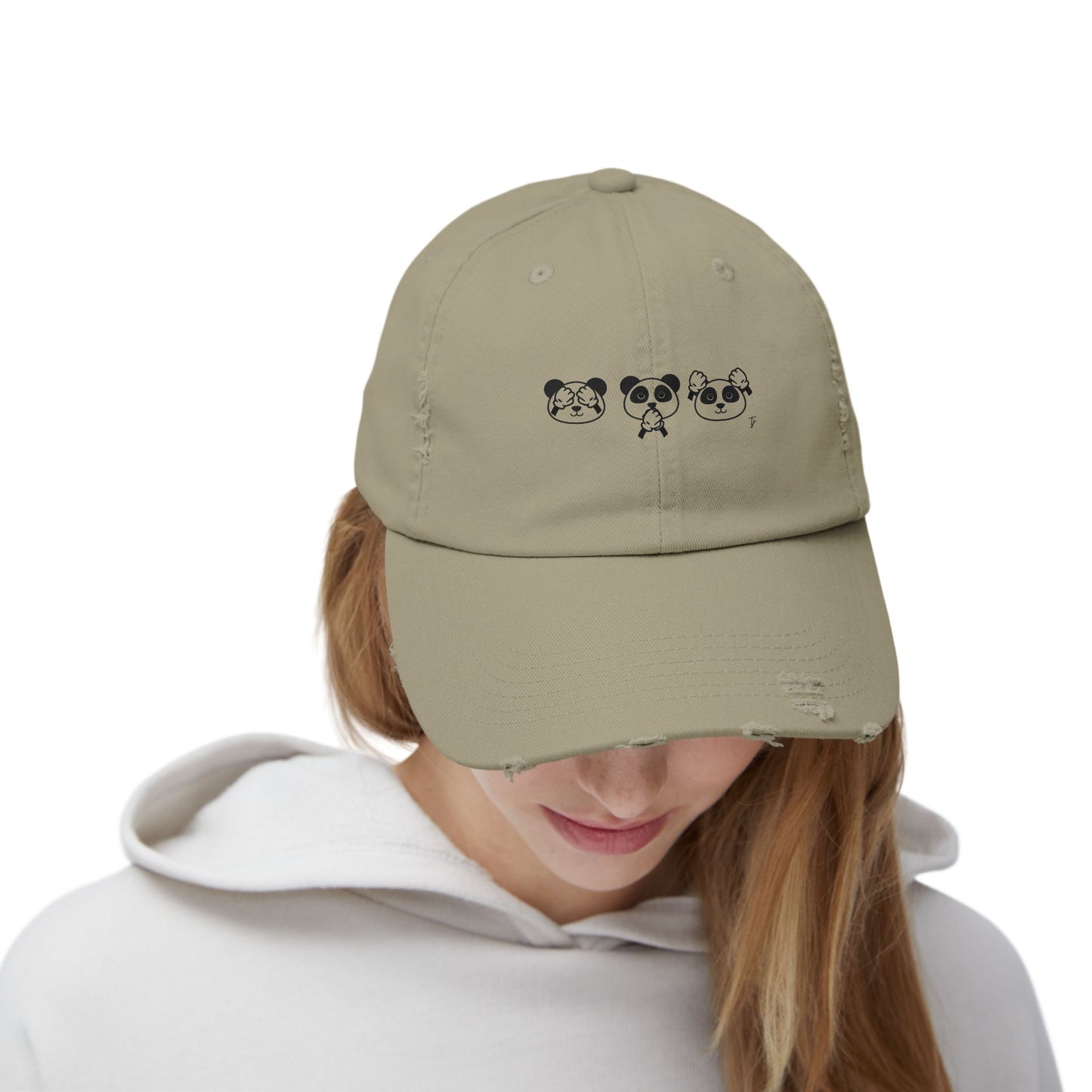 Panda = See no evil. Hear no evil. Speak no evil. - Distressed Cap - Casual Unisex Hat for Nature Lovers