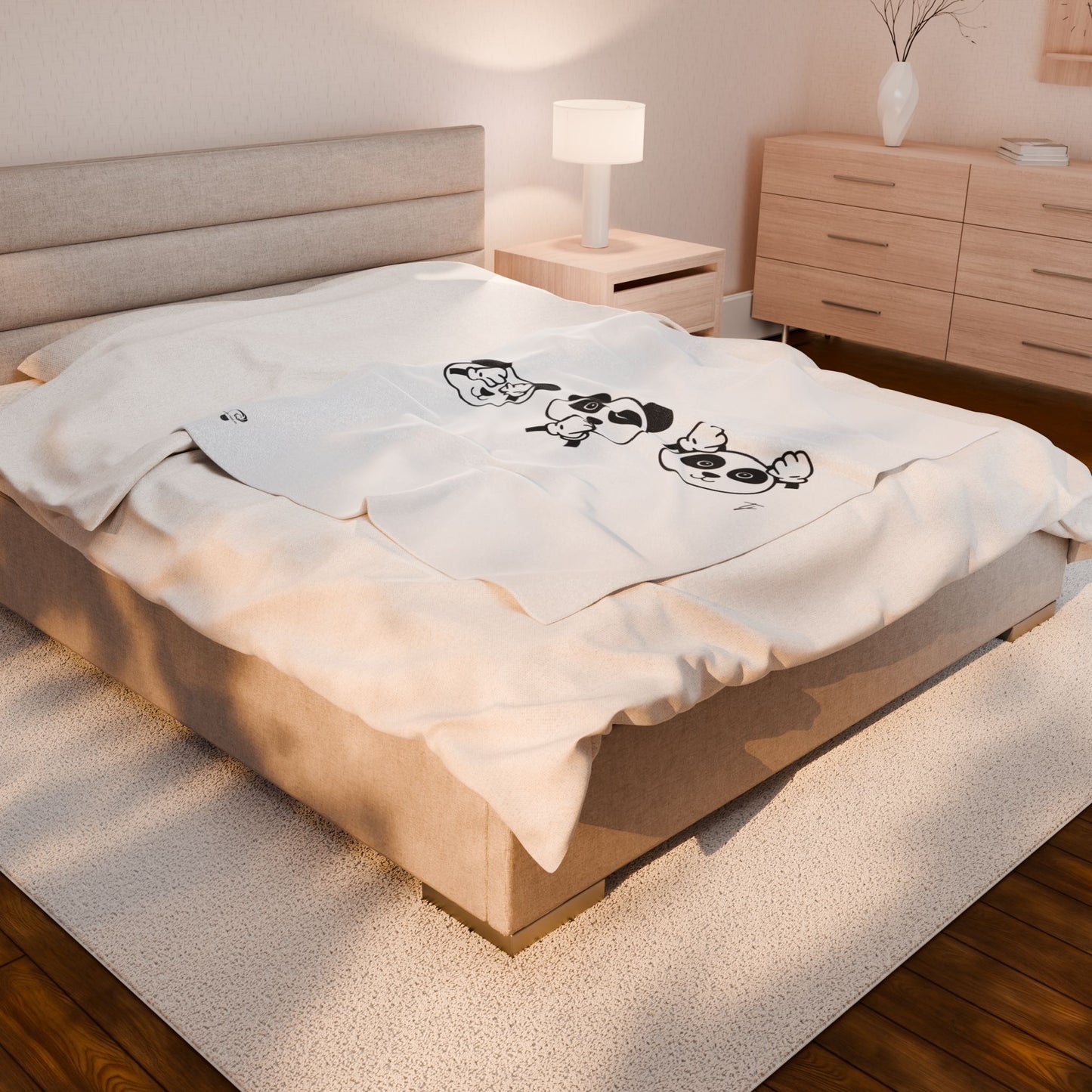 Panda = See no evil. Hear no evil. Speak no evil. - Velveteen Plush Blanket - Decor