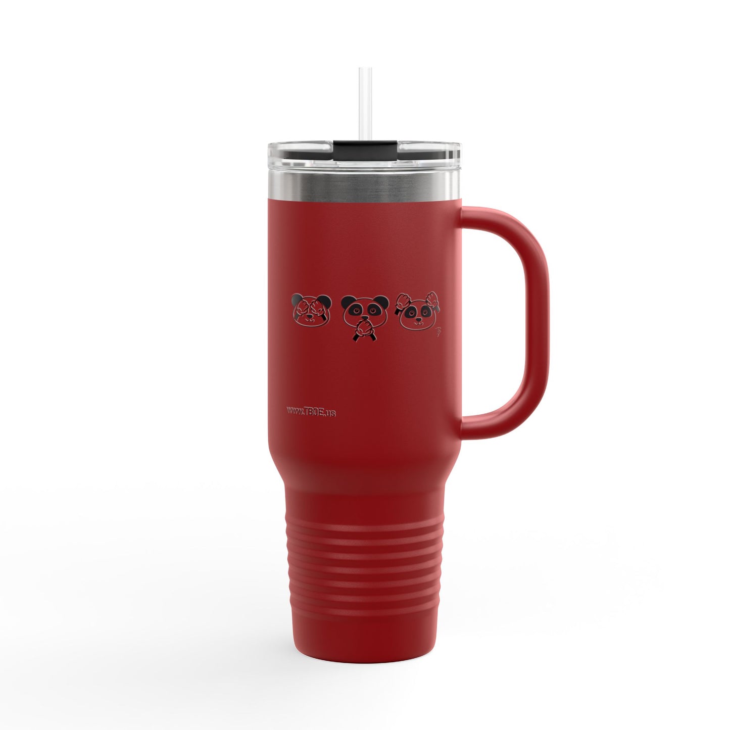 Panda = See no evil. Hear no evil. Speak no evil. - Insulated Travel Mug - 40oz