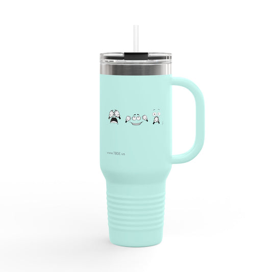 Goofy Faces = See no evil. Hear no evil. Speak no evil. - Insulated Travel Mug - 40oz
