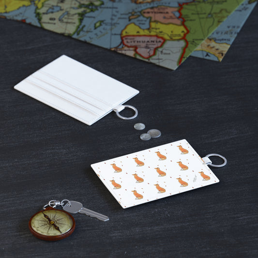 Whimsical Fox & Leaves - Saffiano Leather Card Holder - Stylish, Functional Accessory for Animal Lovers