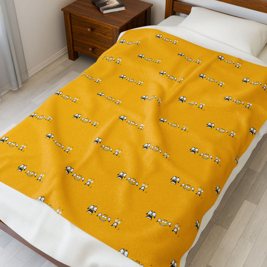 Goofy Faces = See no evil. Hear no evil. Speak no evil. - Velveteen Plush Blanket - Decor