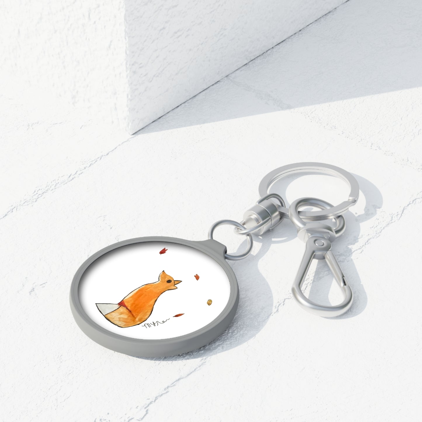 Whimsical Fox & Leaves - Keyring Tag - Perfect Seasonal Gift
