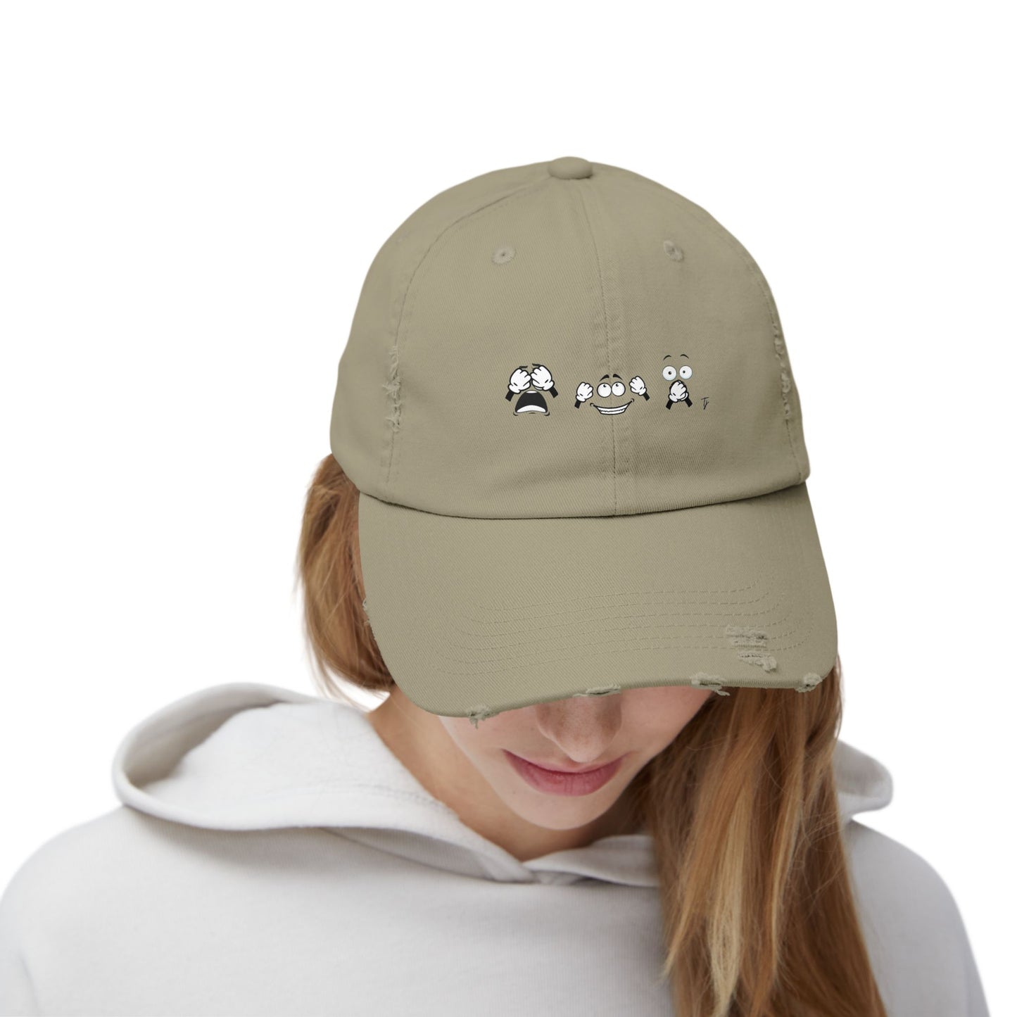 Goofy Faces = See no evil. Hear no evil. Speak no evil. - Distressed Cap - Casual Unisex Hat for Nature Lovers