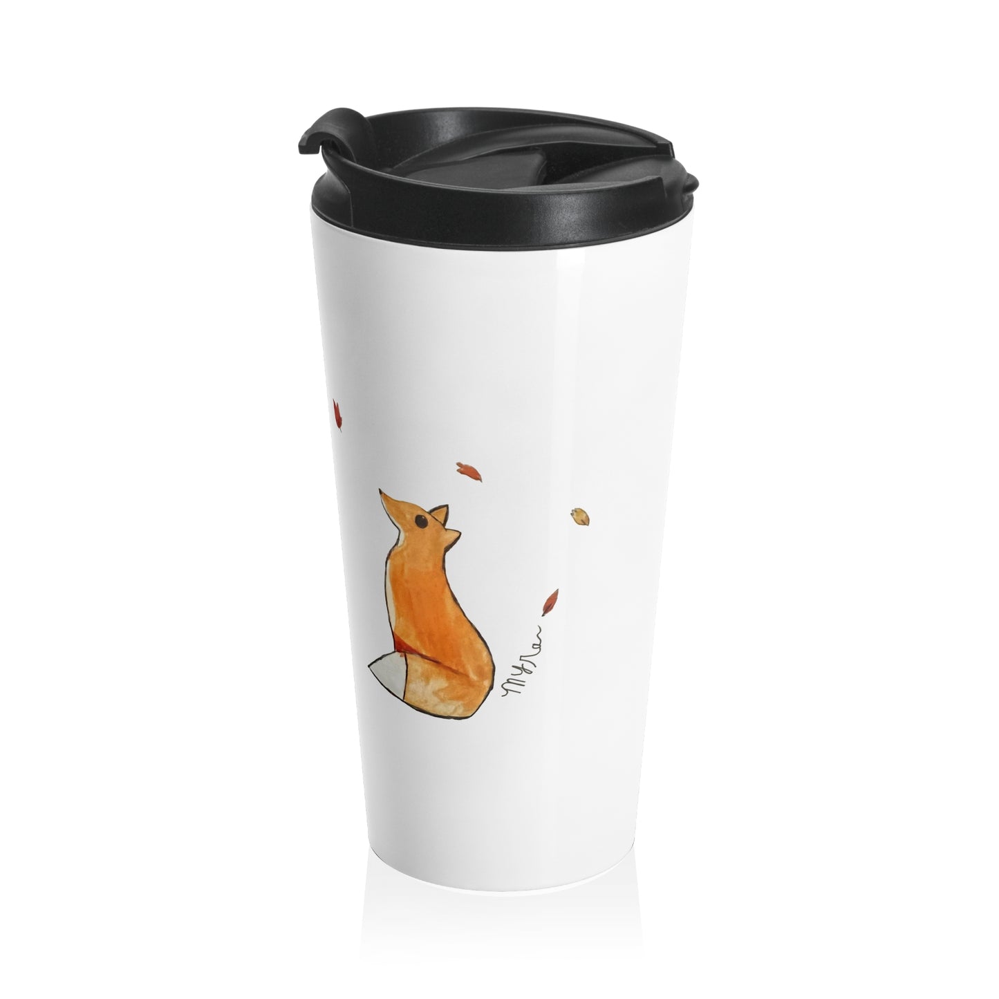 Whimsical Fox & Leaves - Stainless Steel Travel Mug