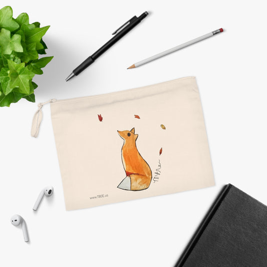 Whimsical Fox & Leaves - Pencil Case - Eco-friendly Storage for School & Art Supplies