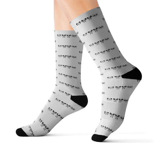 Panda = See no evil. Hear no evil. Speak no evil.  - Pattern - Sublimation Socks for Cozy Home Wear