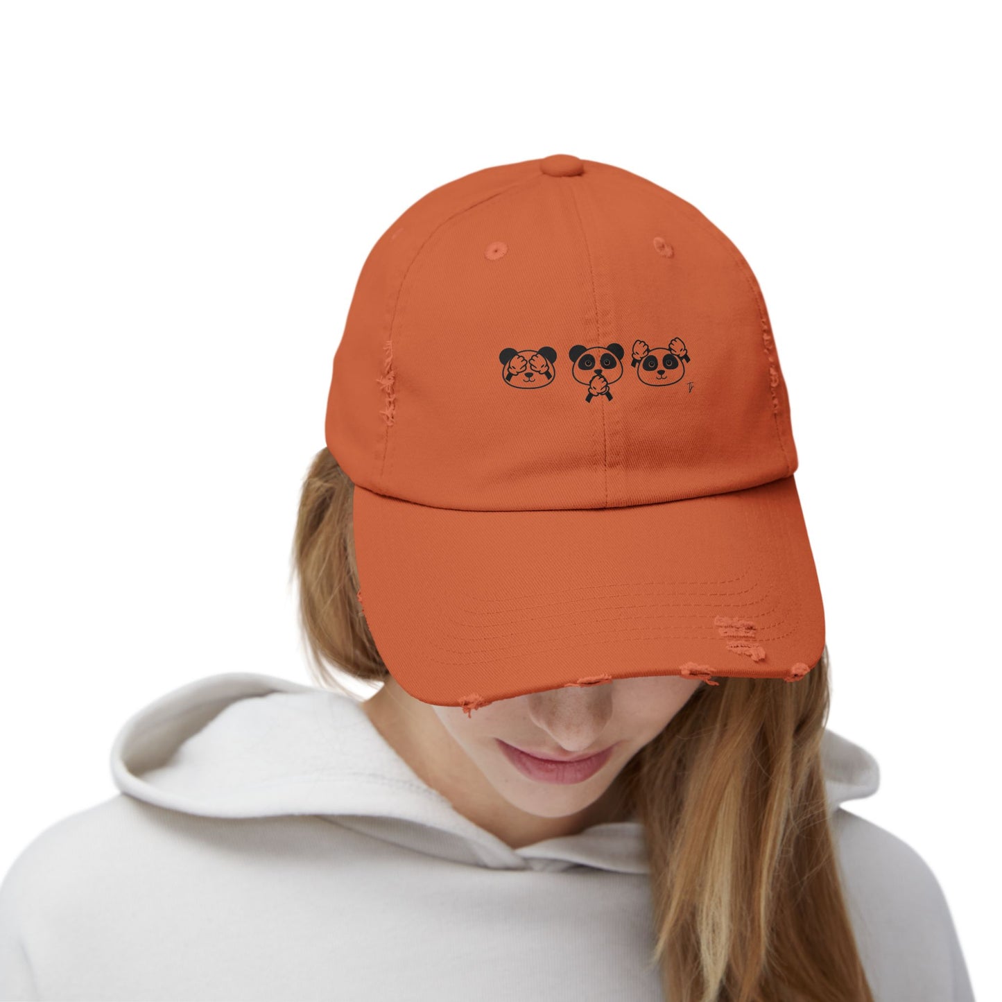 Panda = See no evil. Hear no evil. Speak no evil. - Distressed Cap - Casual Unisex Hat for Nature Lovers