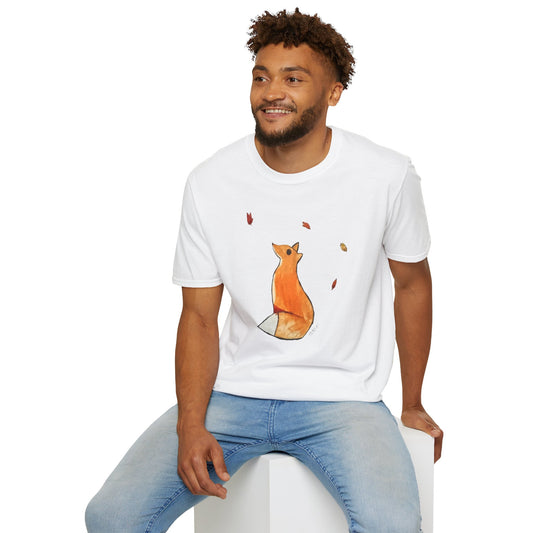 Whimsical Fox & Leaves - Original Artwork - Unisex T-Shirt