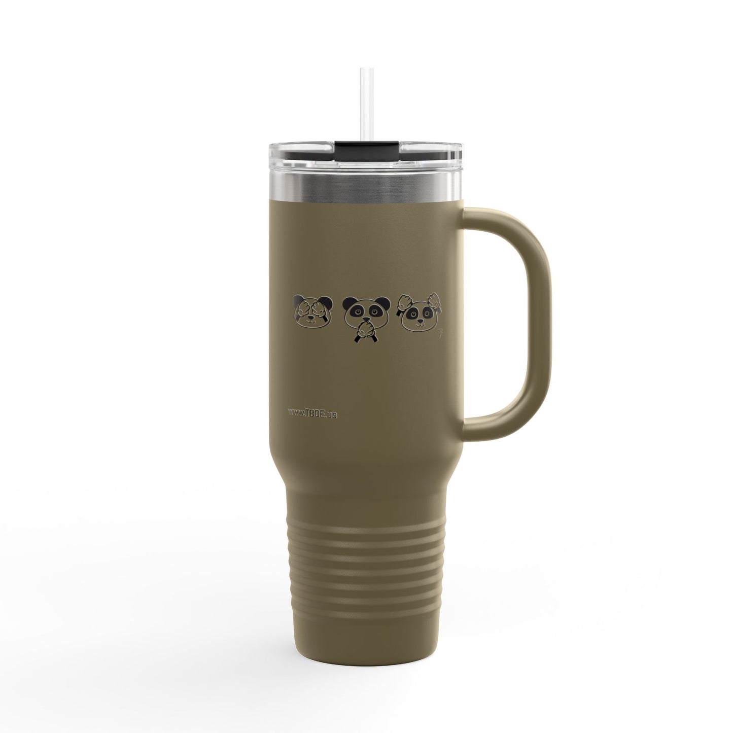 Panda = See no evil. Hear no evil. Speak no evil. - Insulated Travel Mug - 40oz