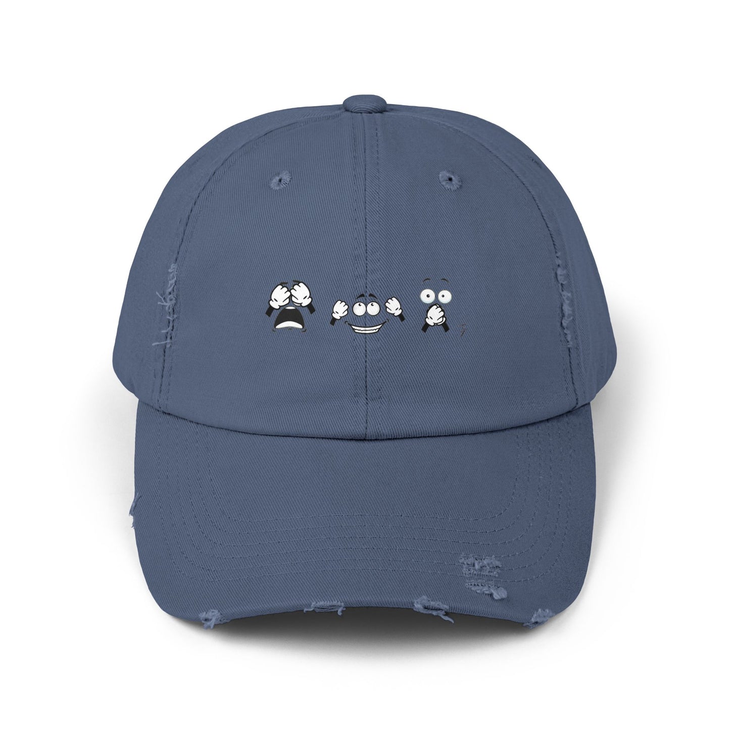 Goofy Faces = See no evil. Hear no evil. Speak no evil. - Distressed Cap - Casual Unisex Hat for Nature Lovers