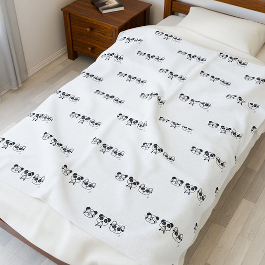 Panda = See no evil. Hear no evil. Speak no evil. - Velveteen Plush Blanket - Decor