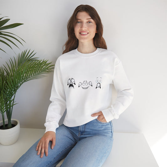 Goofy Faces = See no evil. Hear no evil. Speak no evil.  - Crewneck Sweatshirt - Cozy Unisex Sweater
