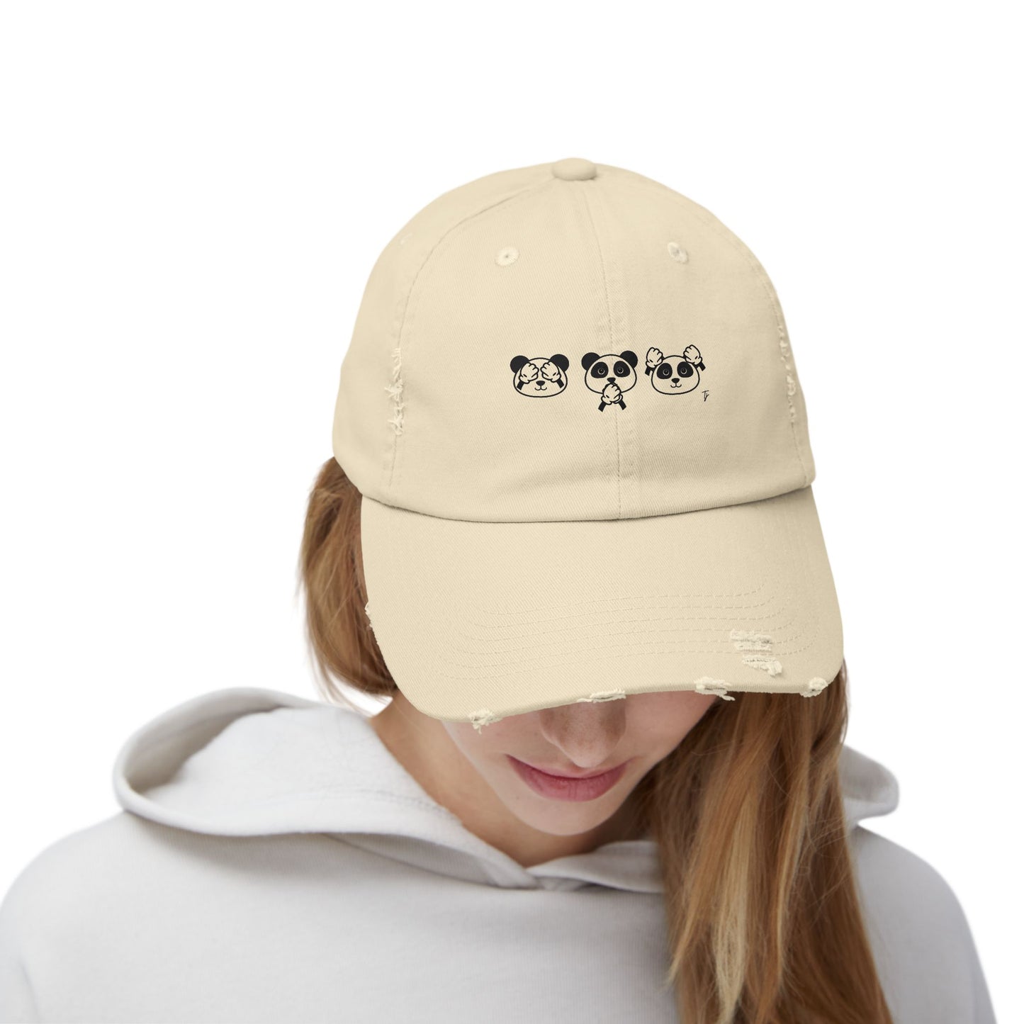 Panda = See no evil. Hear no evil. Speak no evil. - Distressed Cap - Casual Unisex Hat for Nature Lovers