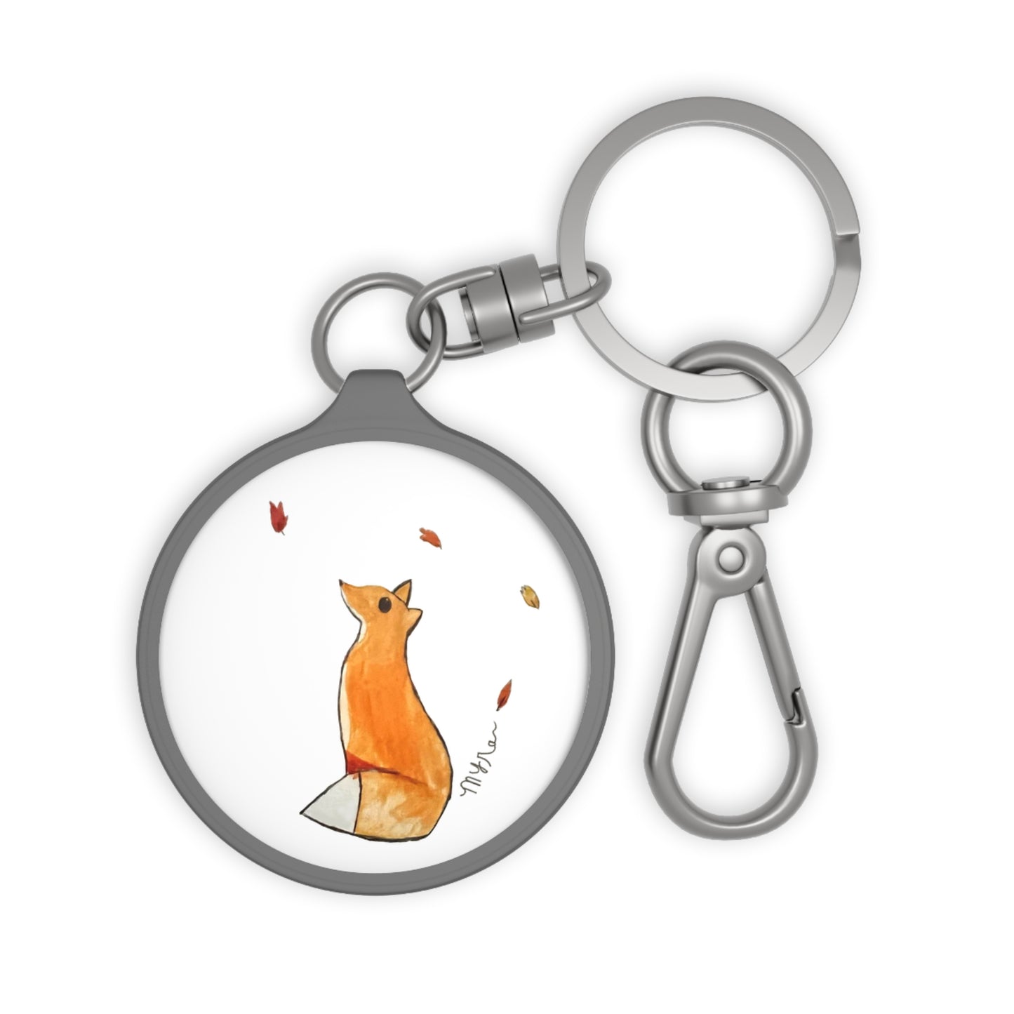 Whimsical Fox & Leaves - Keyring Tag - Perfect Seasonal Gift