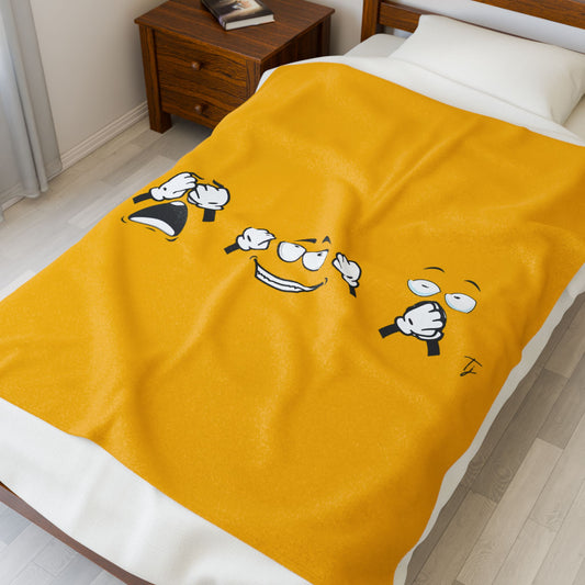 Goofy Faces = See no evil. Hear no evil. Speak no evil. - Velveteen Plush Blanket - Decor