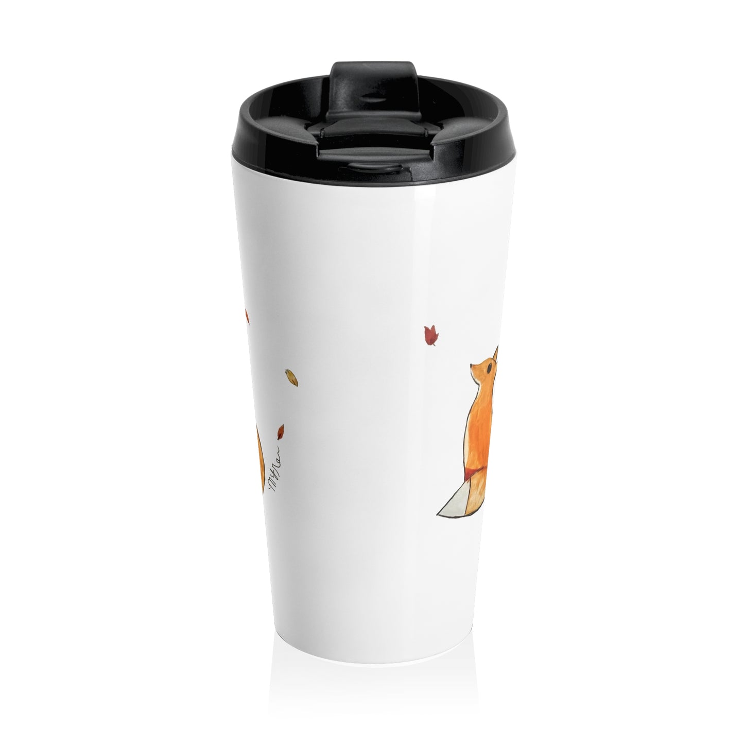 Whimsical Fox & Leaves - Stainless Steel Travel Mug