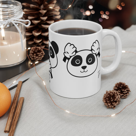 Panda = See no evil. Hear no evil. Speak no evil. - 11oz Ceramic Coffee Cup