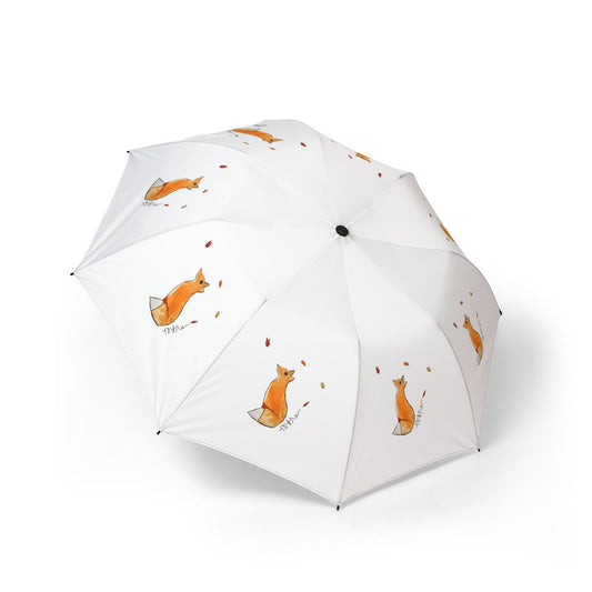 Whimsical Fox & Leaves - Original Artwork - Foldable Umbrella