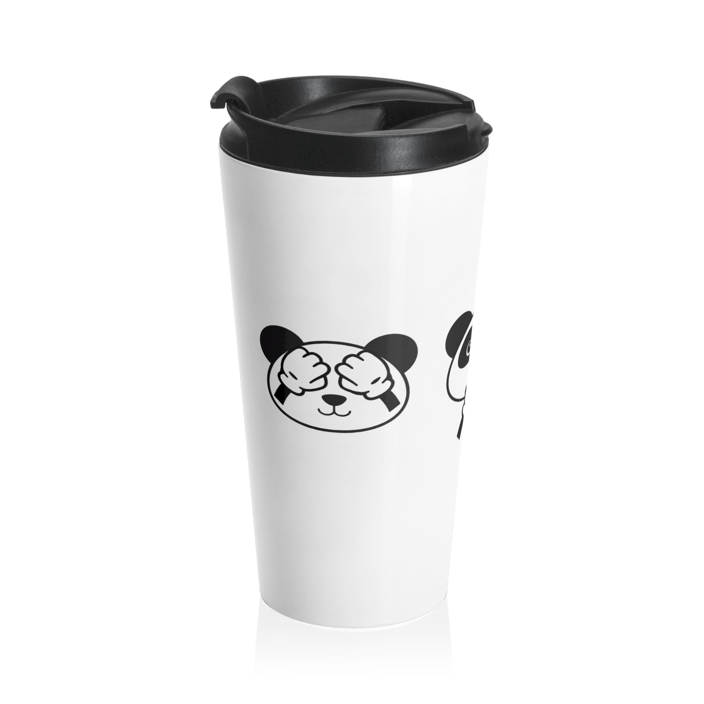 Panda = See no evil. Hear no evil. Speak no evil. - Stainless Steel Travel Mug
