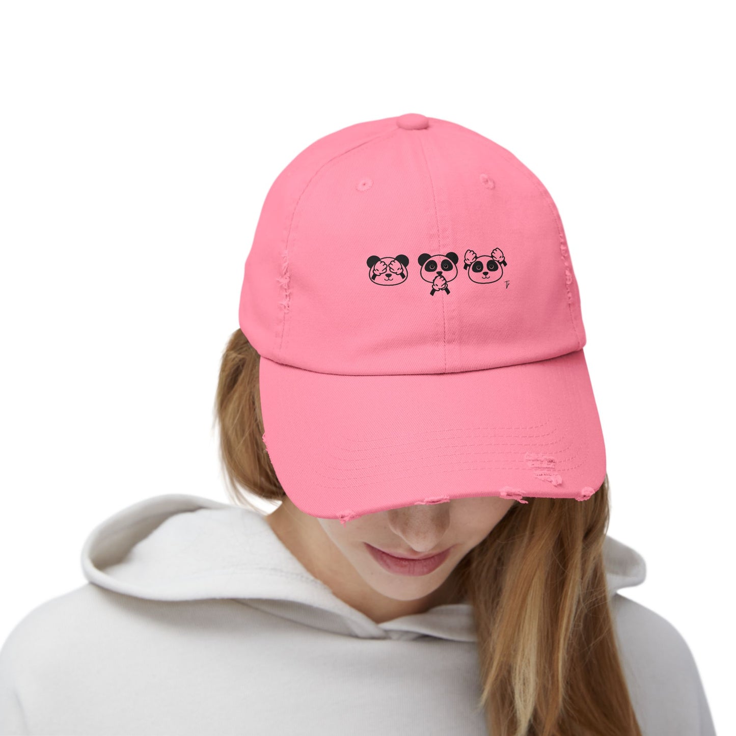 Panda = See no evil. Hear no evil. Speak no evil. - Distressed Cap - Casual Unisex Hat for Nature Lovers