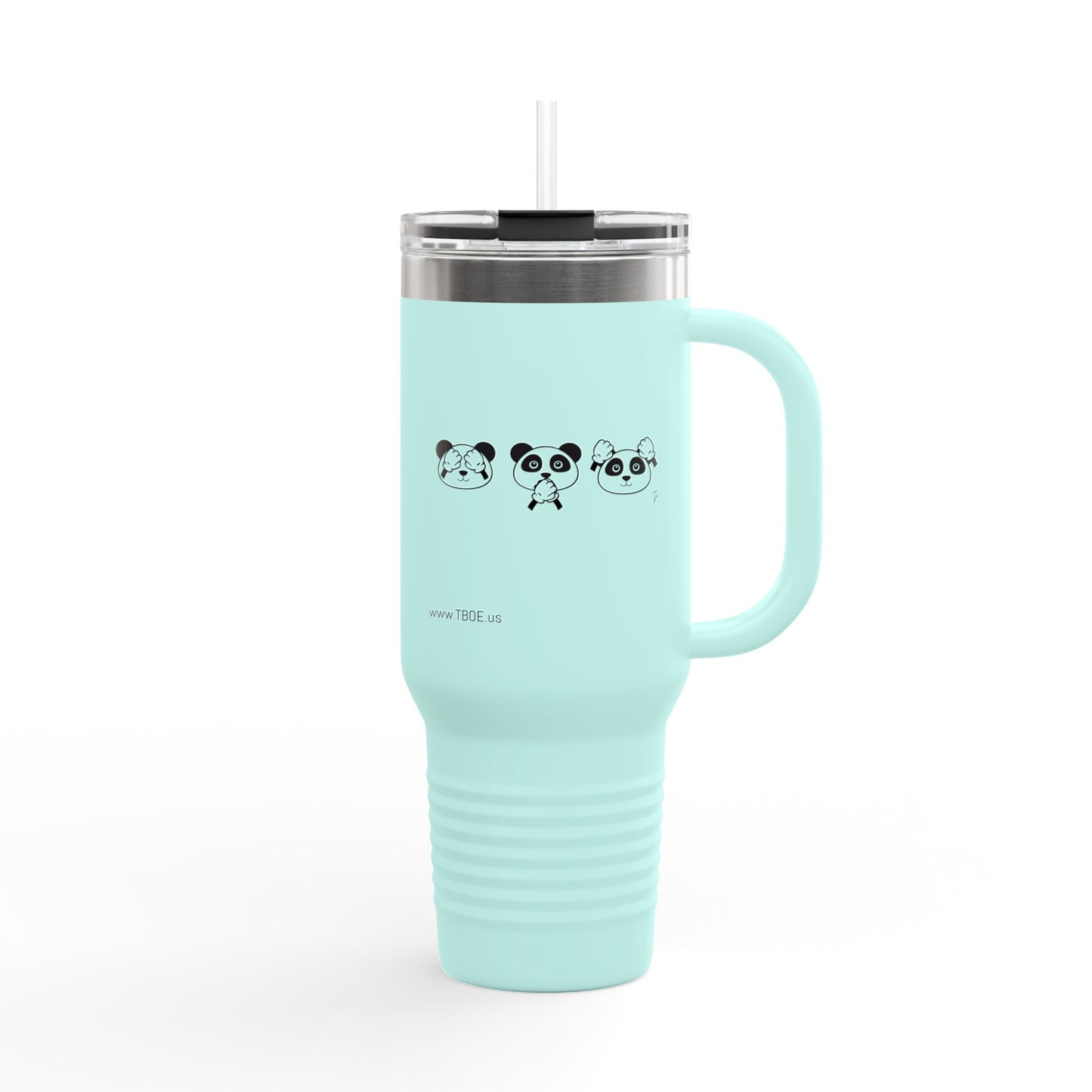 Panda = See no evil. Hear no evil. Speak no evil. - Insulated Travel Mug - 40oz