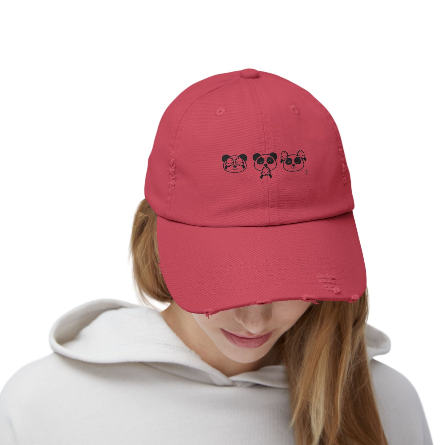 Panda = See no evil. Hear no evil. Speak no evil. - Distressed Cap - Casual Unisex Hat for Nature Lovers