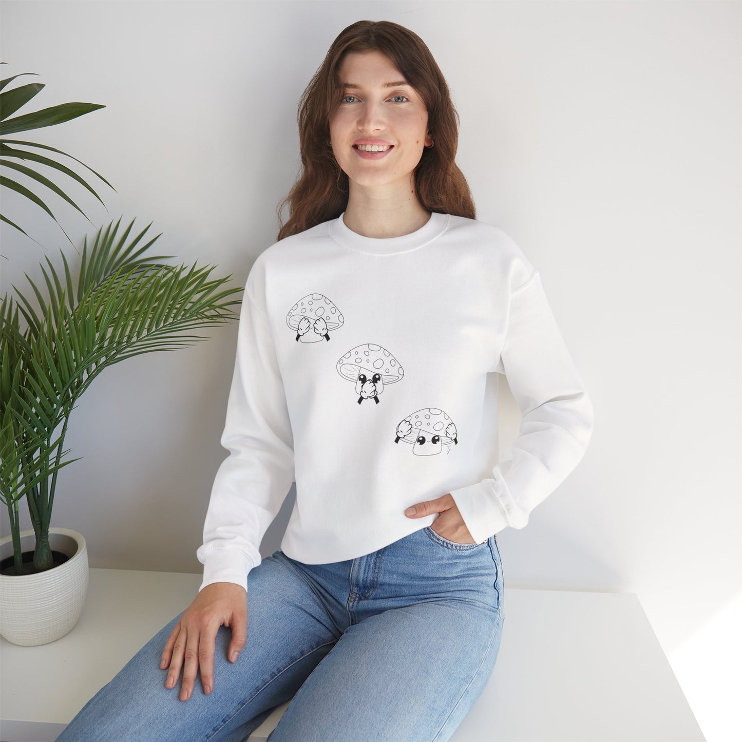 Mushrooms = See no evil. Hear no evil. Speak no evil.  - Crewneck Sweatshirt - Cozy Unisex Sweater